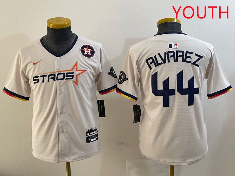 Youth Houston Astros 44 Alvarez Cream Three generations Joint Name 2025 Nike MLB Jersey style 4119